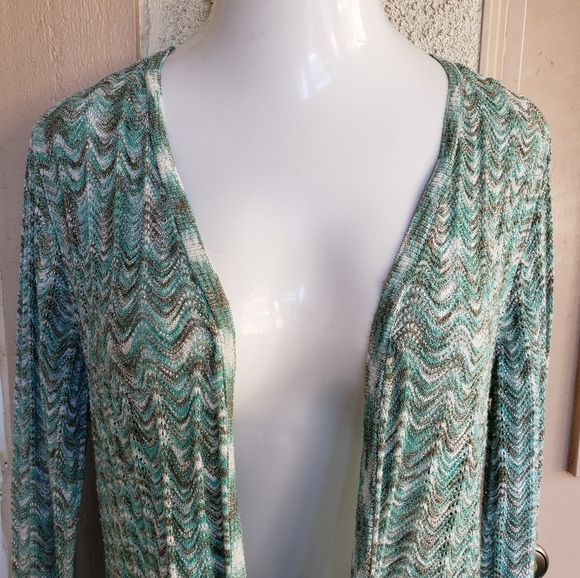 2 / 12 CHICO'S thin lightweight open knit cardigan - Picture 3 of 8